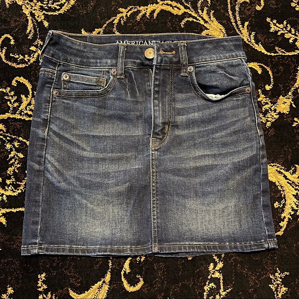 High waisted jean skirt
